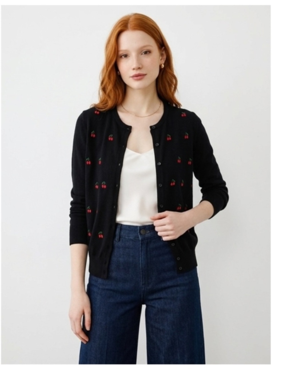 Cherry Embroidered Cardigan.